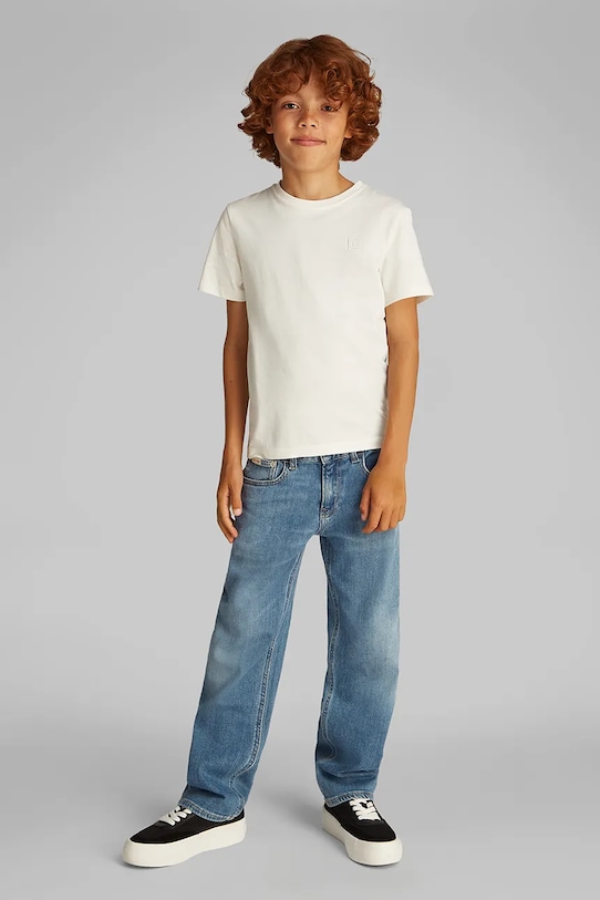 

Детская хлопковая футболка Calvin Klein Jeans, белый