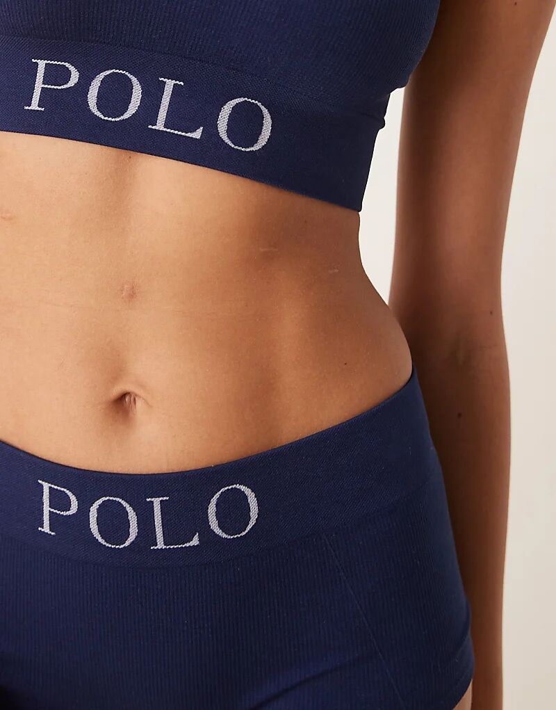 Polo Ralph Lauren Бесшовные шорты в рубчик темно-синего цвета — фото 4