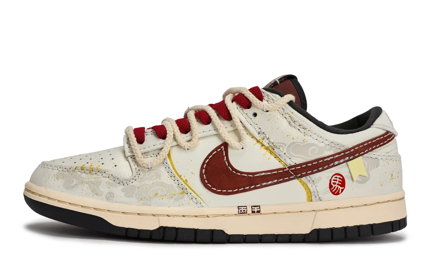 Nike Dunk 811 Manufacturing, Ma Xiaochun, Special Shoe Box Low Top Skateboard Shoes, мужские, Black Rice Red Gold — фото 3
