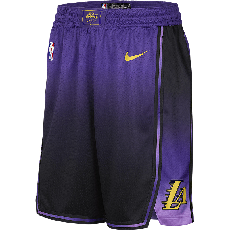 Лос-Анджелес Лейкерс 2024/25 Сити Эдишн мужские шорты Dri-FIT NBA Swingman Nike, черный — фото 3