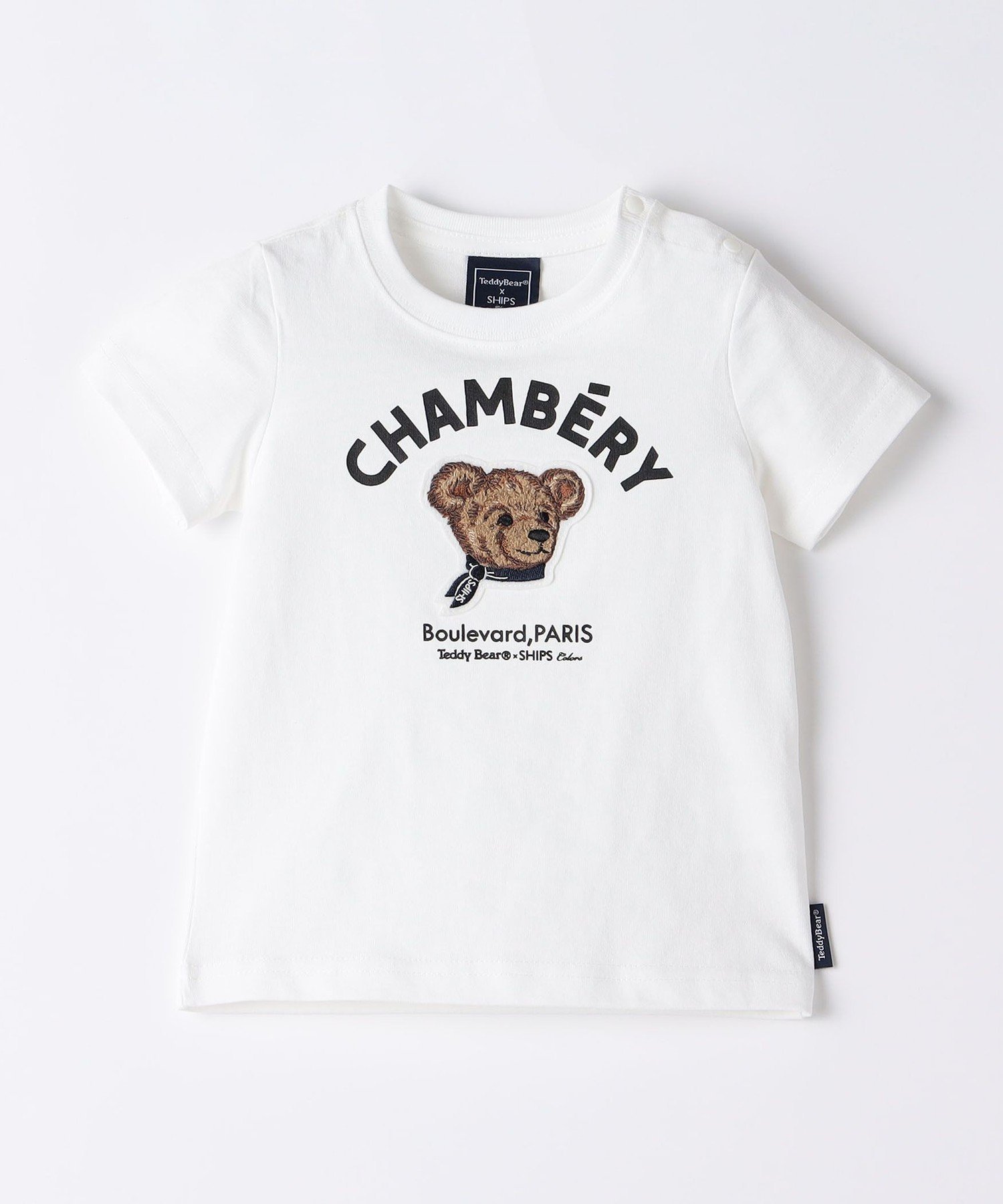 Цвета SHIPS: 80~150 см / Футболка с принтом и вышивкой "Мишка Тедди" (TeddyBear)◇ SHIPS Colors, Light White — фото 2