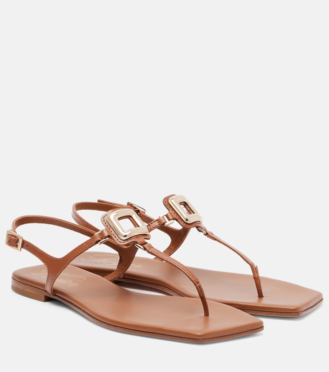 Вьетнамки Viv' By The Sea из кожи Roger Vivier, Cognac Scuro