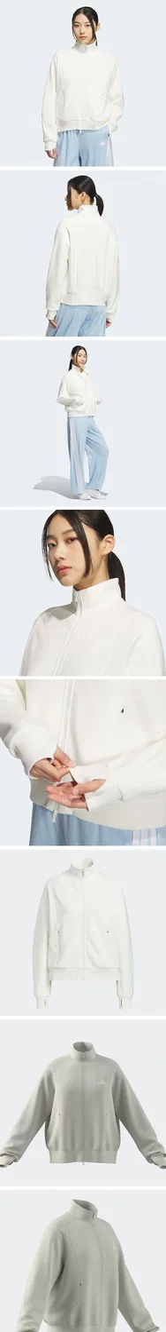 Женский мягкий жакет Soft Luxe свободного кроя цвета офф-вайт от Adidas — фото 4