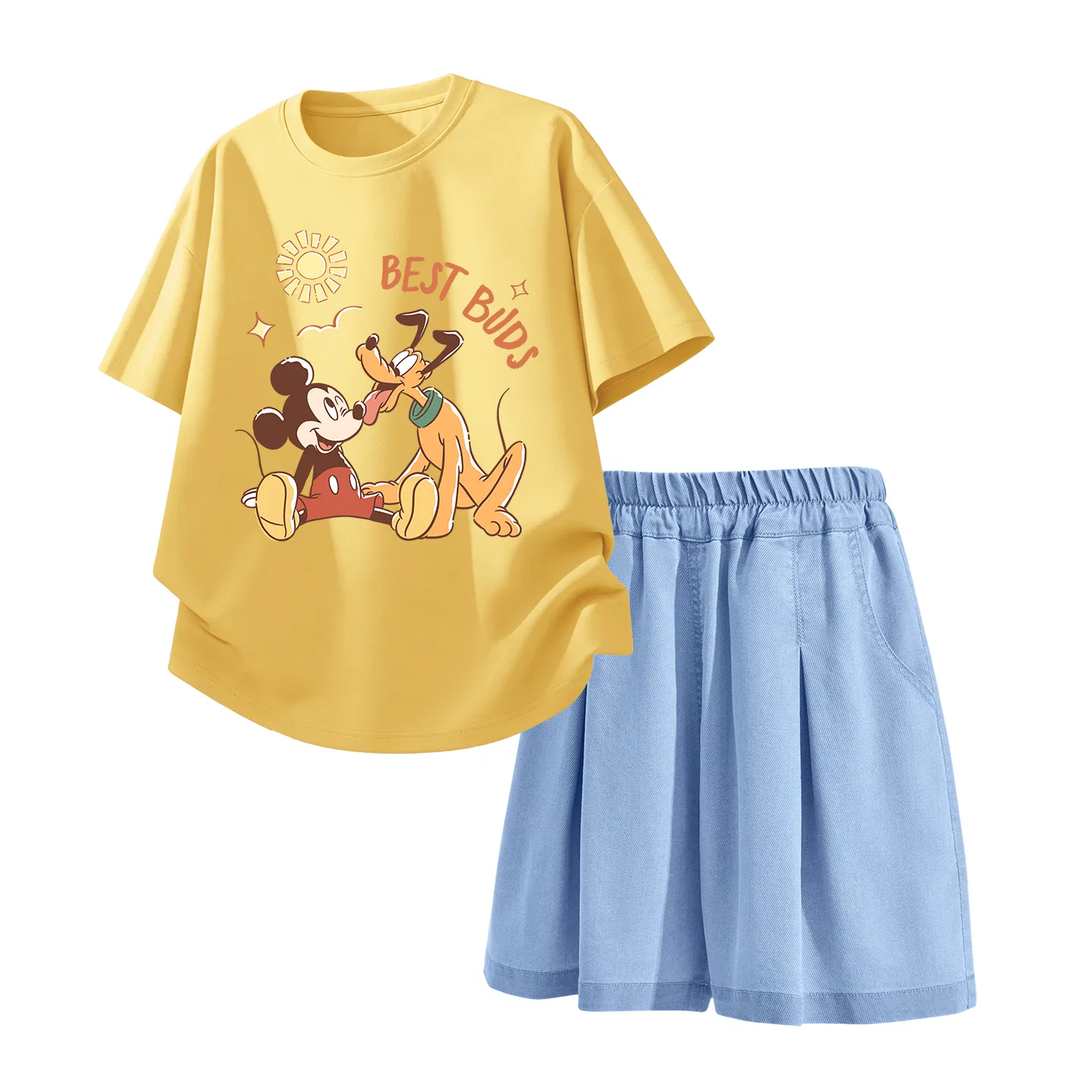 Детский спортивный костюм Disney Kids Casual Sportswear Crew Neck Thin Stretch желто-голубой
