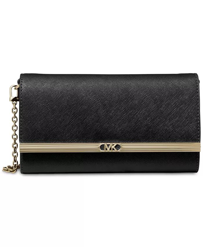 

Большой кожаный клатч Mona East West Michael Kors, черный