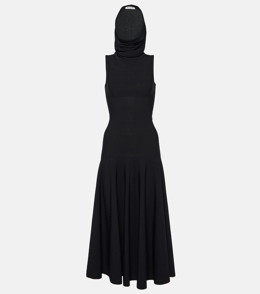 

Платье миди из джерси с капюшоном Alaïa, черный