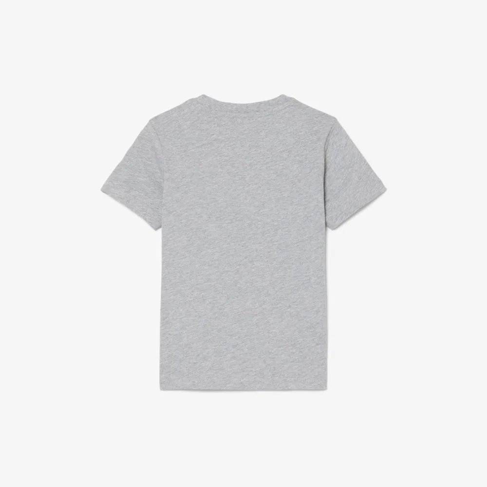 Детская базовая хлопковая футболка Lacoste, меланж серый — фото 3