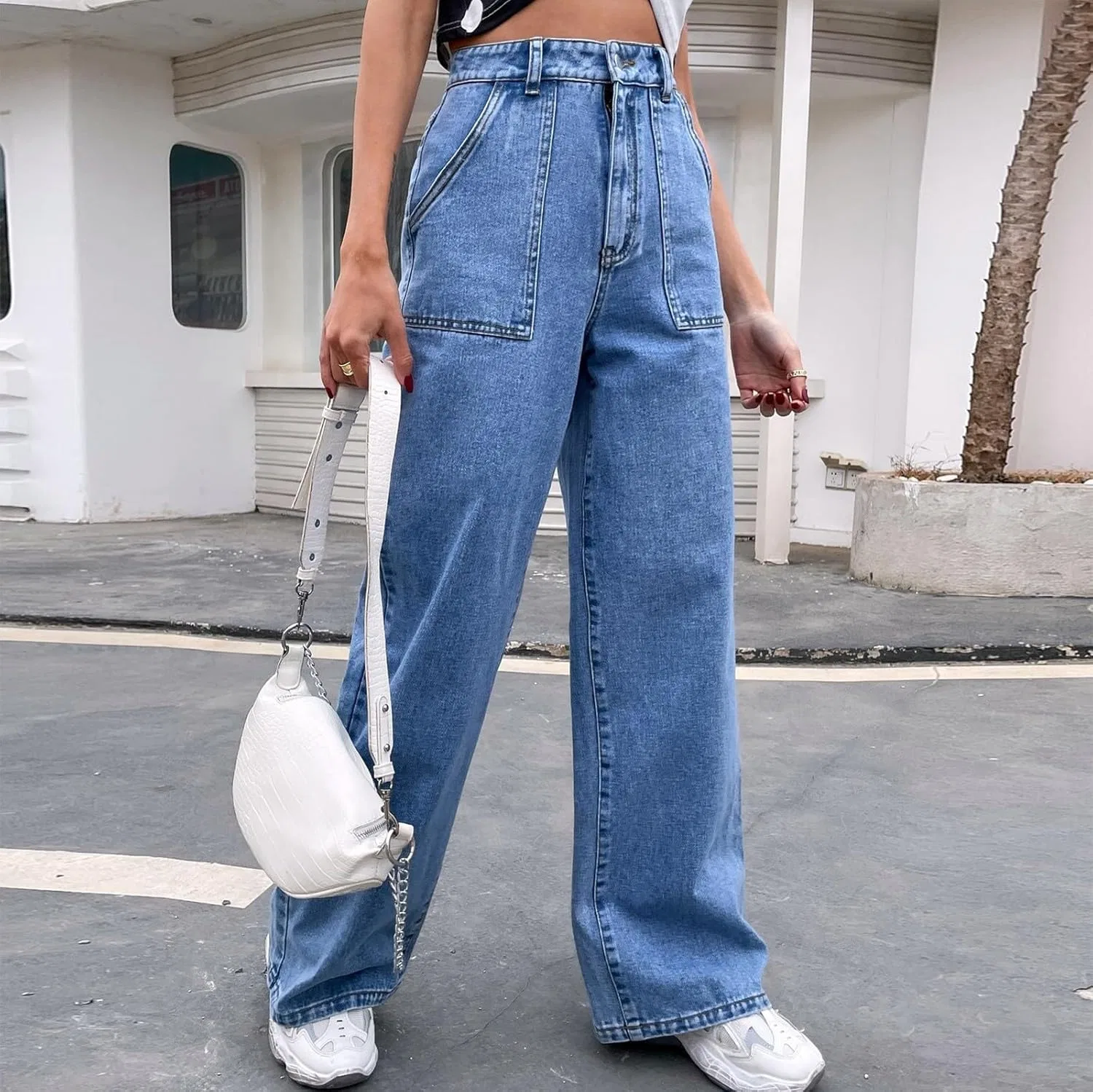 Джинсы свободного кроя, Wide Leg Jeans, синие — фото 2