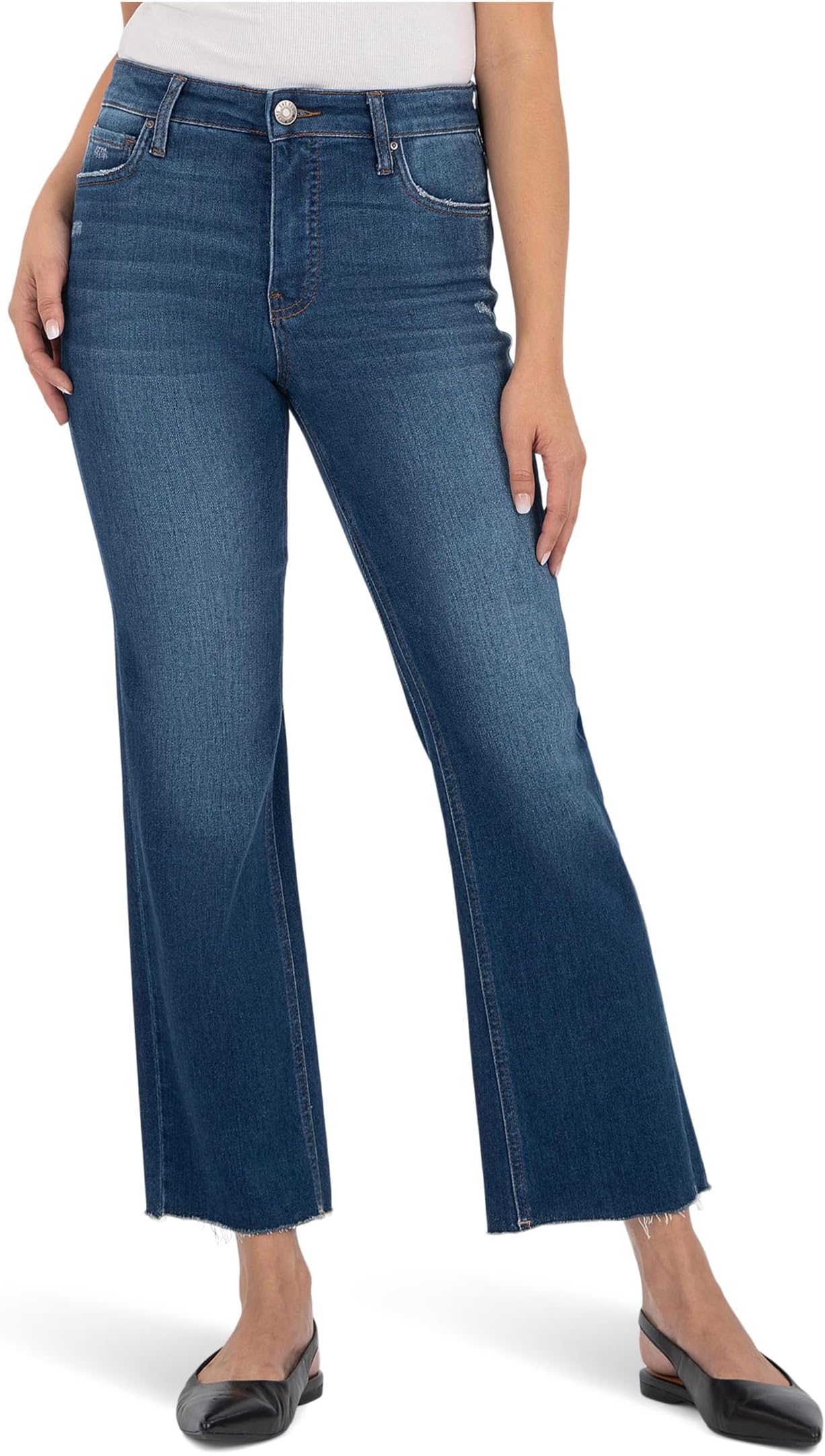 

Джинсы KUT from the Kloth Kelsey High-Rise Fab AB Ankle Flare Inset Leg in Royal, цвет Royal