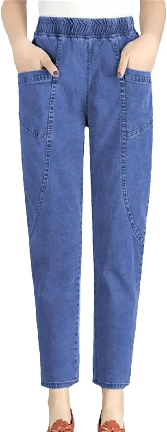 

Женские джинсы-оверсайз с высокой талией и эластичным поясом