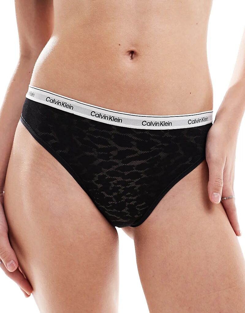 

Кружевные трусики-бразилиана Modern Logo черного цвета Calvin Klein