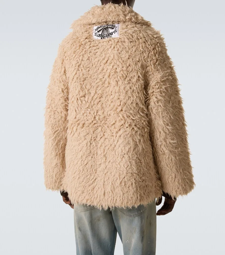 Кардиган из фактурной смеси альпаки Acne Studios, бежевый — фото 4
