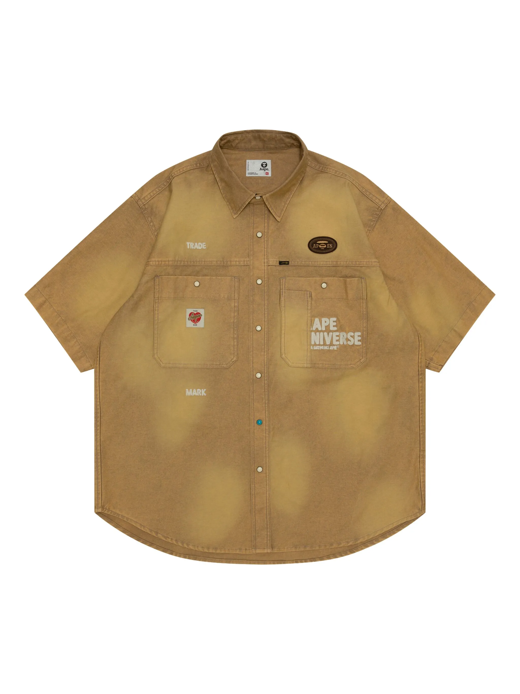 

Рубашка с вышитым логотипом Aape By A Bathing Ape, бежевый