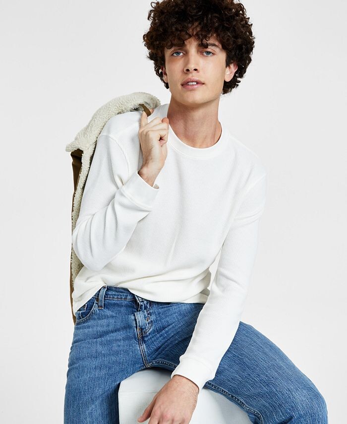 

Мужская термо-футболка с длинными рукавами вафельной вязки Levi's, цвет Egret