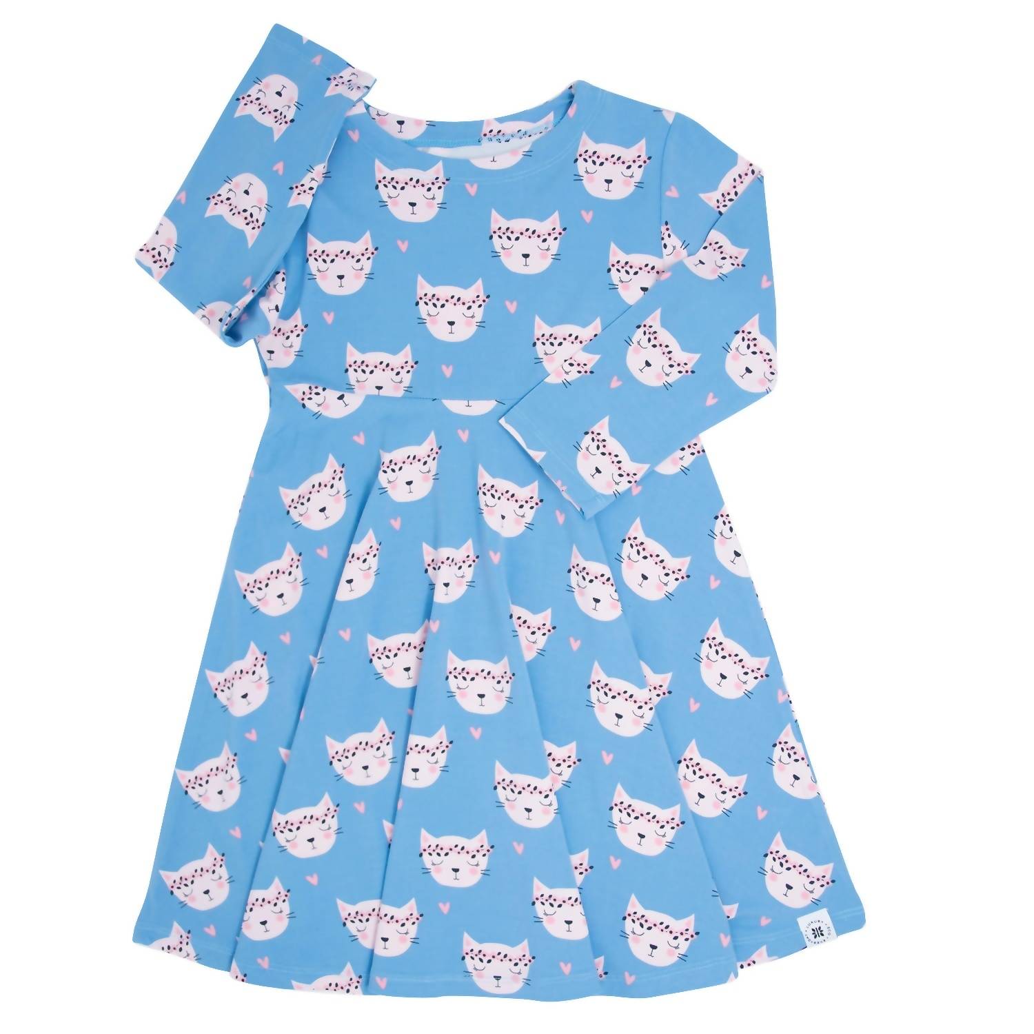 

Милое розовое платье для девочки Pretty Pink Cat Swirly Girl в голубом цвете Sweet Bamboo