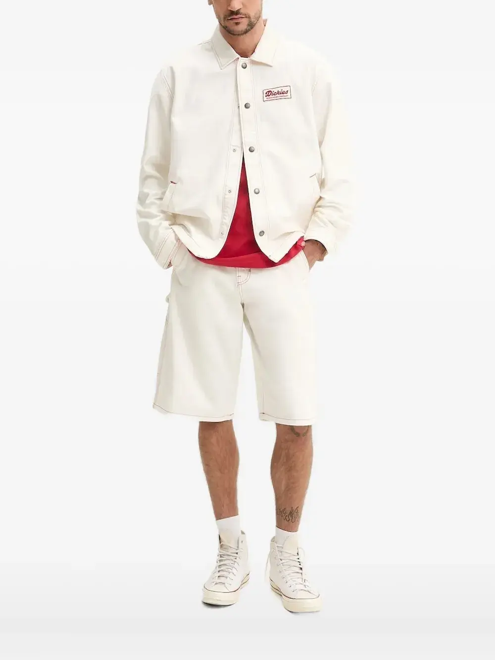

Куртка с контрастной строчкой и логотипом Dickies, белый