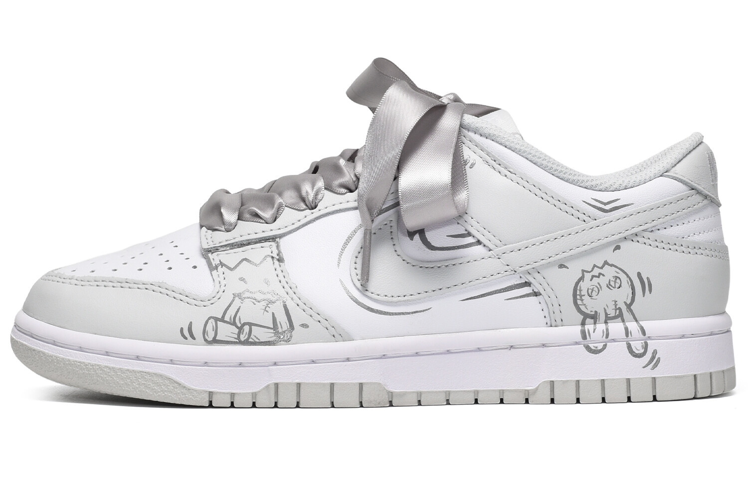 

Кроссовки Nike Dunk Skateboarding Shoes Men Low-top Gray/White, серый/белый