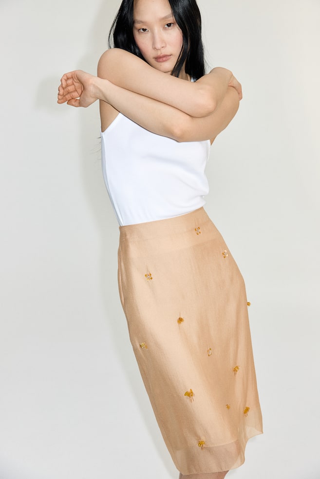 

Легкая юбка с украшениями H&M, бежевый