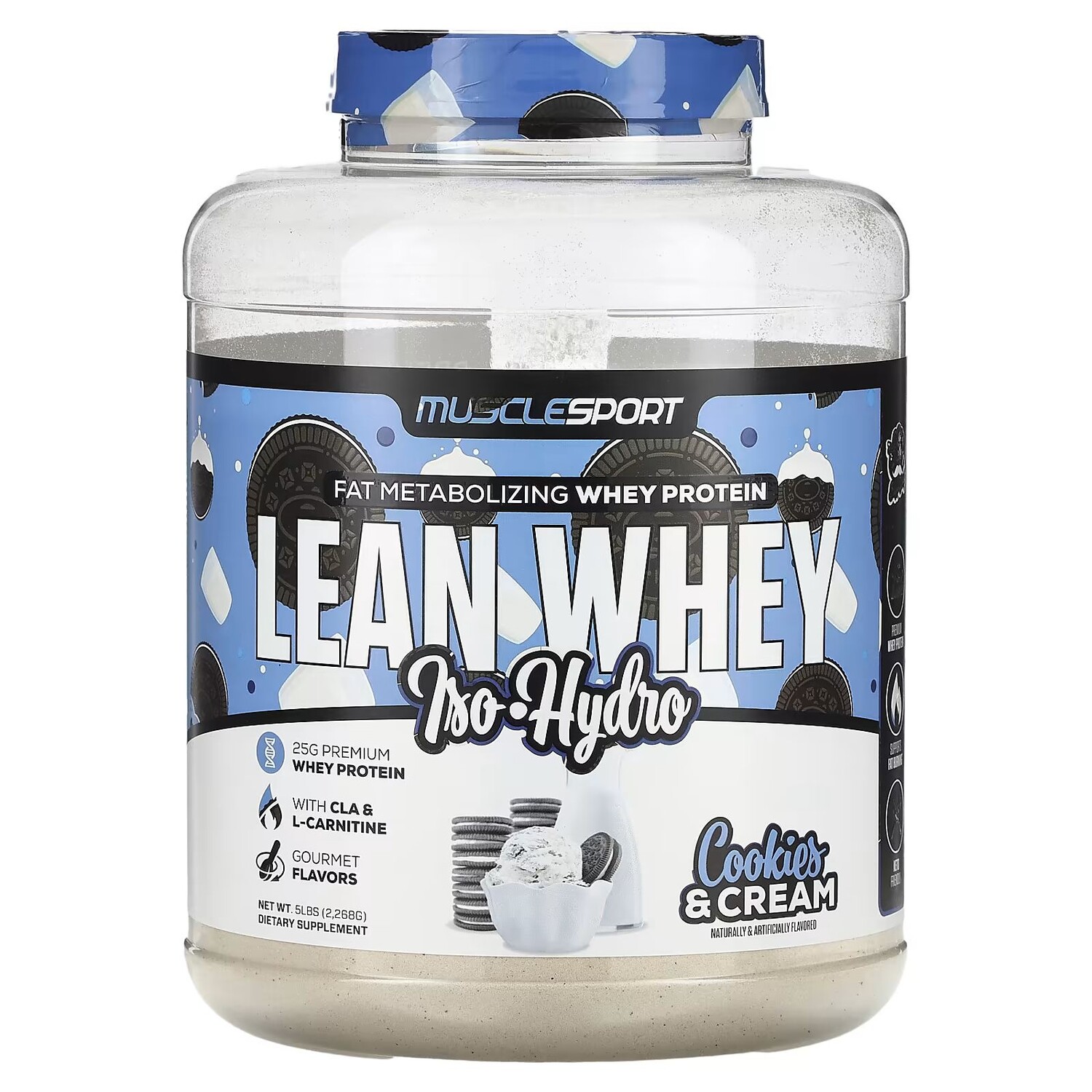

Lean Whey, изо-гидро, печенье и сливки, 5 фунтов (2268 г) Musclesport