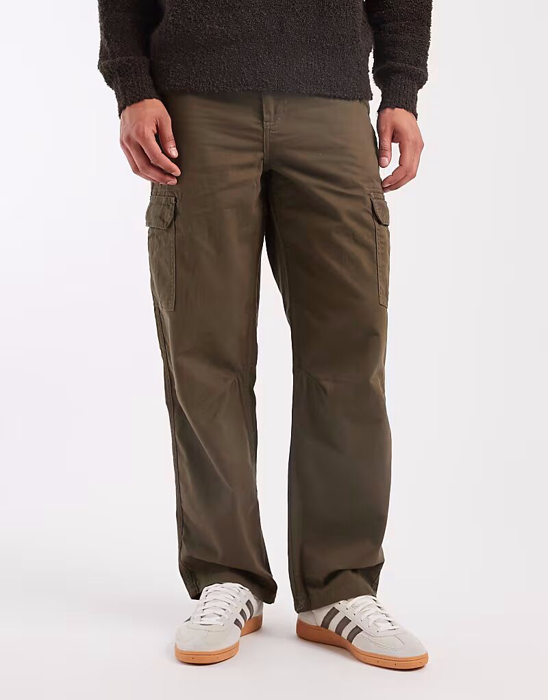 

Брюки-карго свободного кроя цвета темного хаки New Look