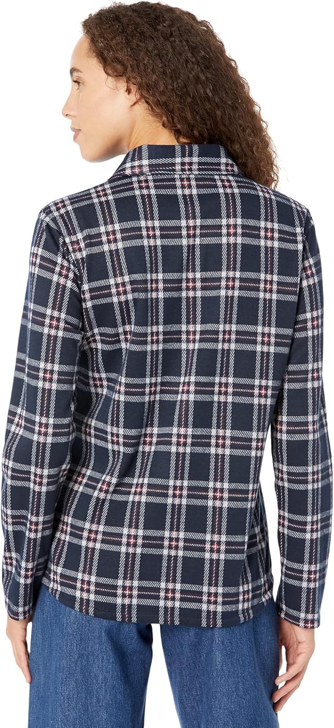 Женская трикотажная куртка-рубашка Tommy Hilfiger, Hillside Plaid/Sky Captain/Crimson — фото 2