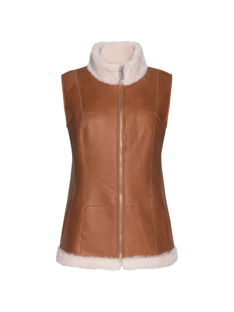 

Жилет из овчины на молнии Made For Generations WOLFIE FURS, цвет Antique Whiskey