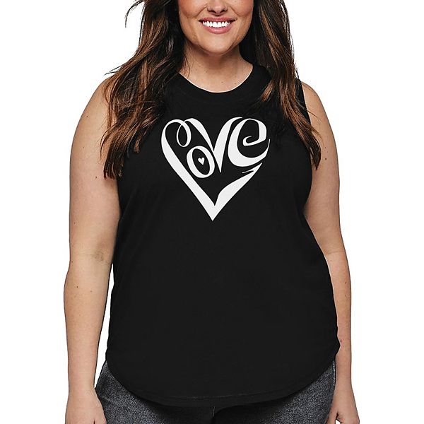

Женский топ plus size с принтом в виде сердца и надписью love La Pop Art, Black