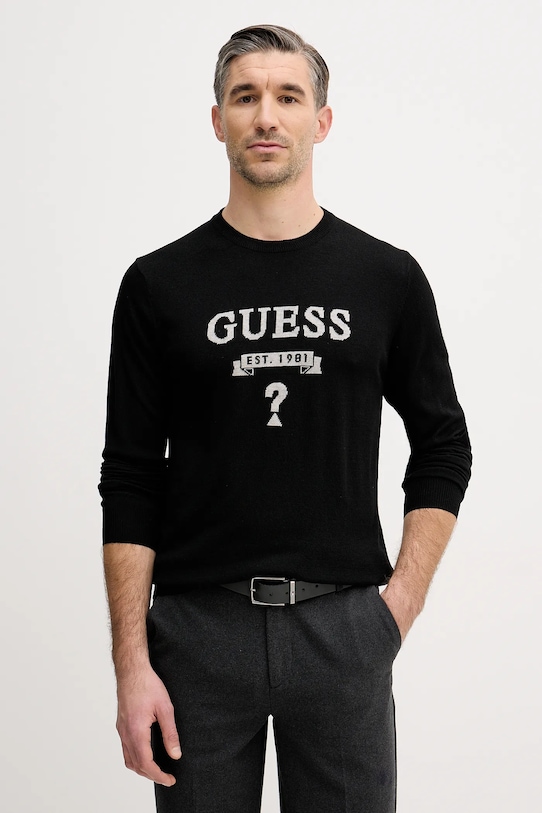 

Свитер hammond из шелковой смеси Guess, черный