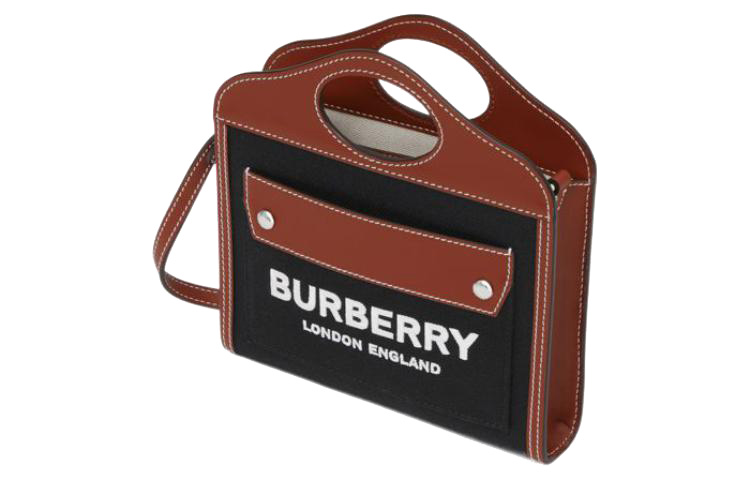 Сумка через плечо с кожаным карманом мини женская черная Burberry — фото 3