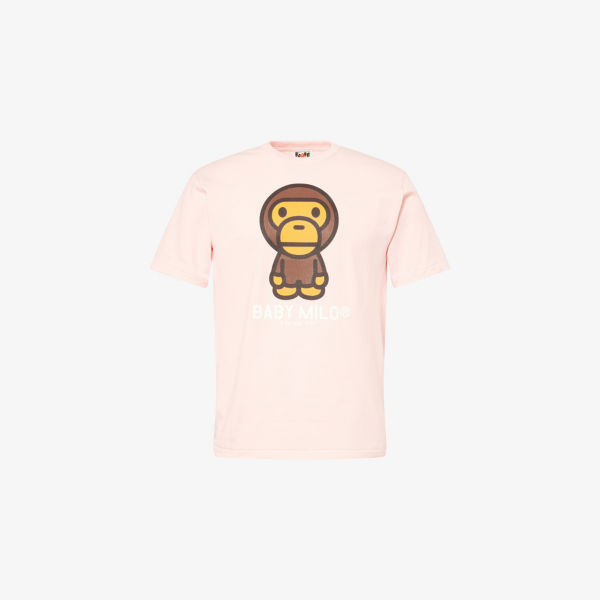 

Футболка из хлопка с принтом Baby milo A Bathing Ape, розовый