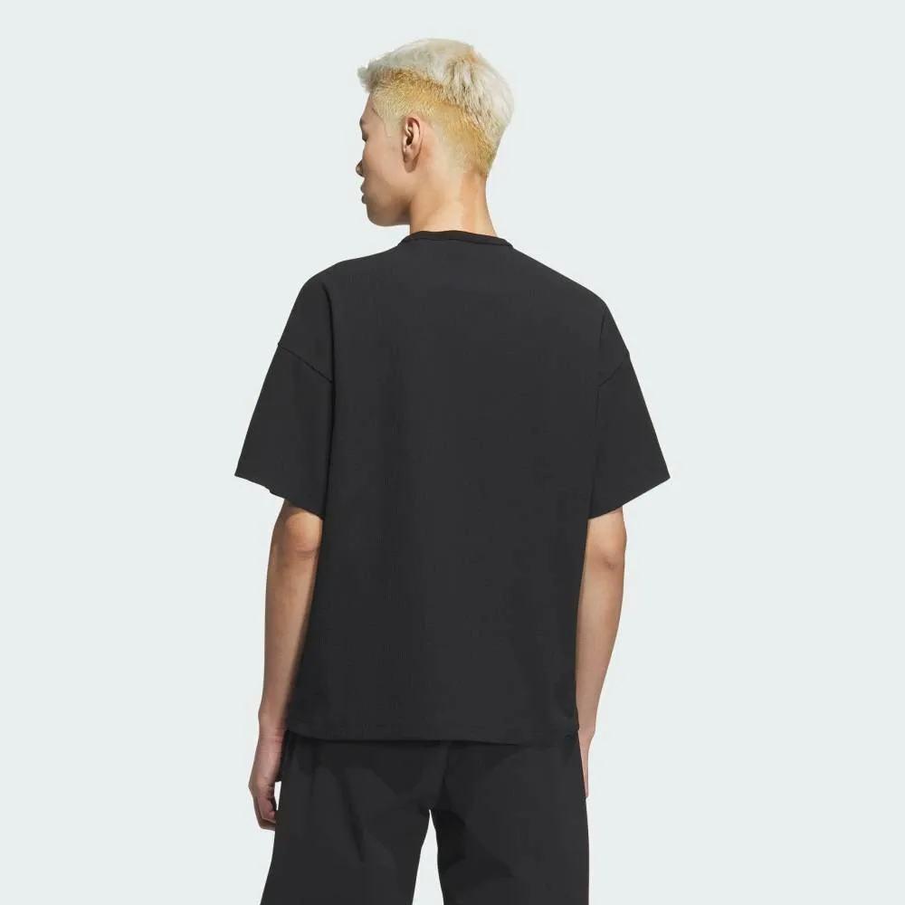 Футболка Adidas с коротким рукавом свободного кроя из вафельной ткани, цвет Black — фото 2