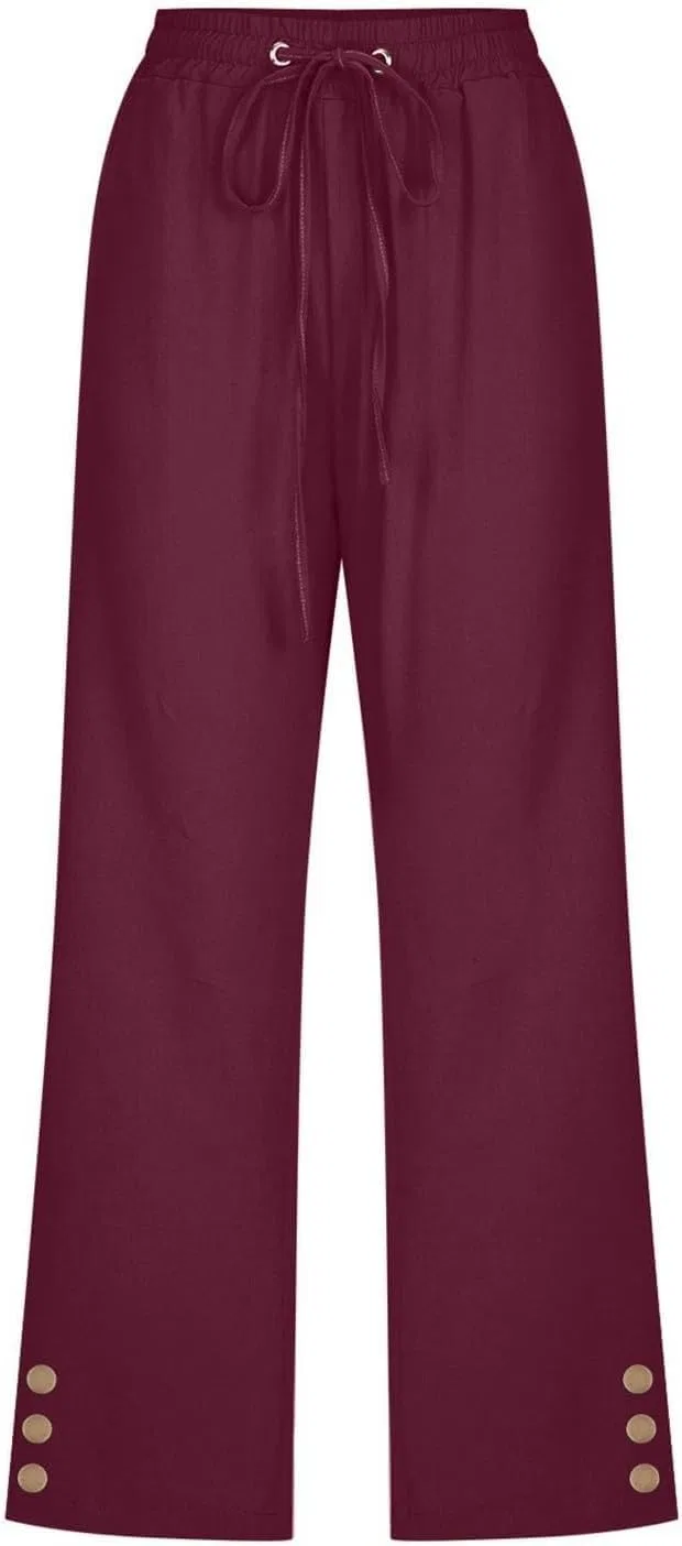 Штаны капри, повседневные, Linen Capri Pants, винный — фото 2