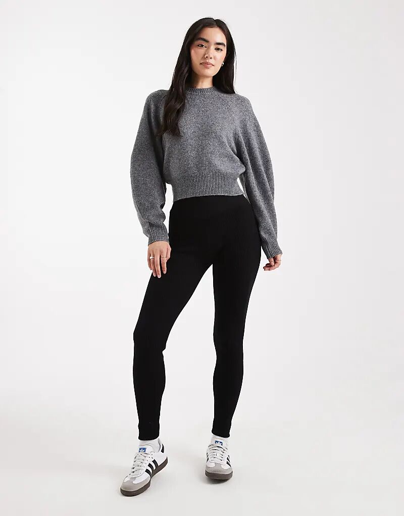 

Уютные леггинсы Miss Selfridge из трикотажа в рубчик черного цвета