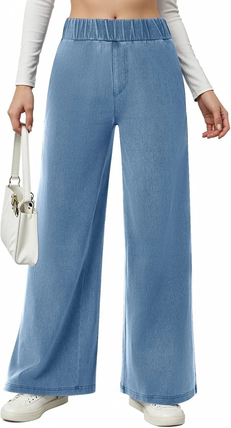 

Женские джинсы wide leg с эластичной талией и эффектом boyfriend