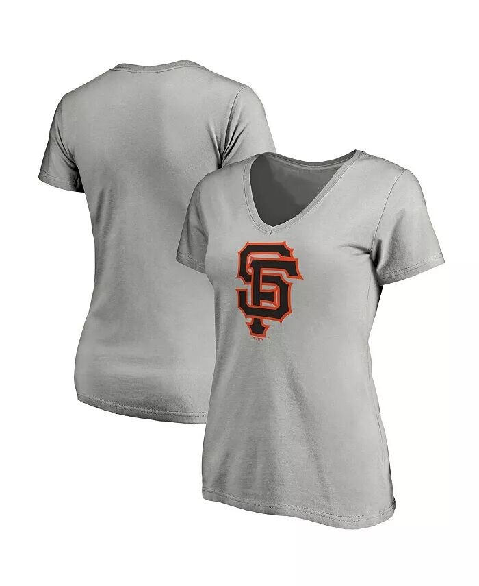 

Женская серая футболка San Francisco Giants Core с v-образным вырезом и официальным логотипом Fanatics, серый