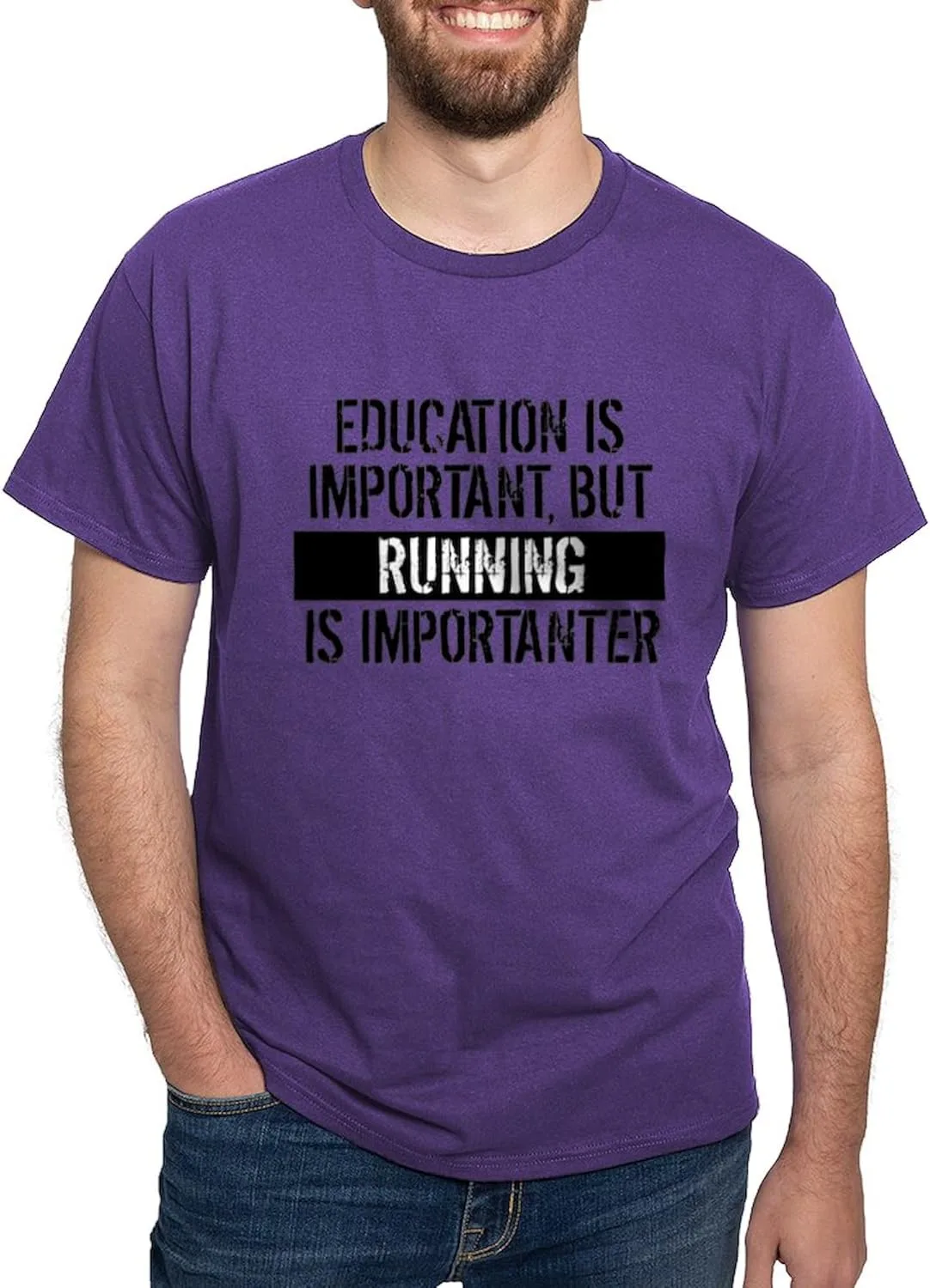 

Футболка мужская Running is Importanter, 100% хлопок, классический принт, темная CafePress