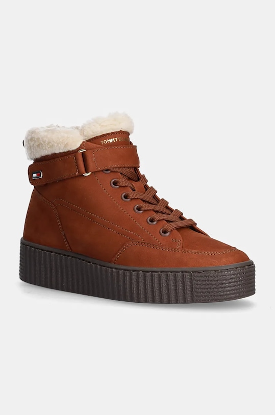 Замшевые ботинки FAUX FUR NUBUCK LOW LACE-UP Tommy Hilfiger, коричневый
