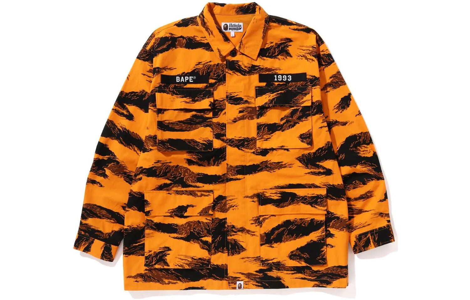 Рубашка свободного кроя в стиле милитари BAPE Tiger Camo A Bathing Ape, желтый — фото 3