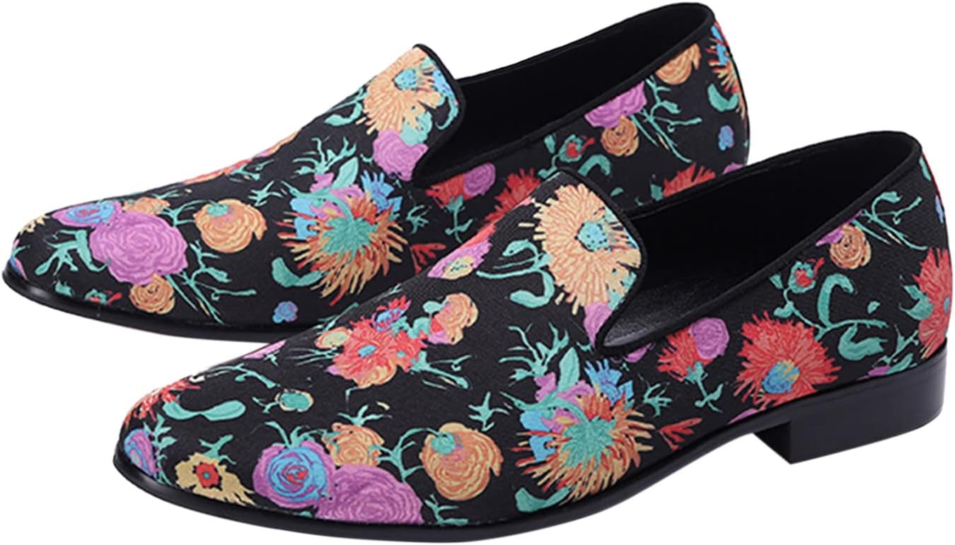 

Мужские слипоны Santimon - удобные туфли из натуральной кожи с цветочным принтом, повседневные мокасины для вечеринки, путешествий и свадьбы, черный