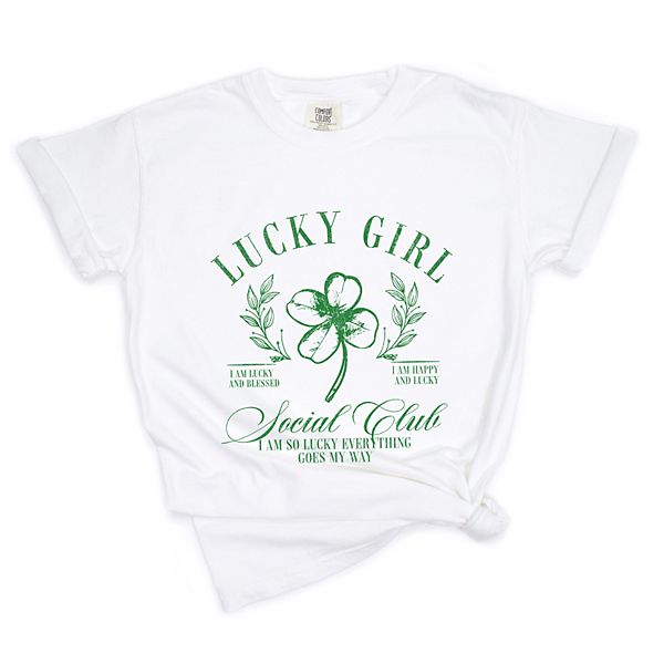 

Lucky girl social club clover - женская футболка с принтом Simply Sage Market, White
