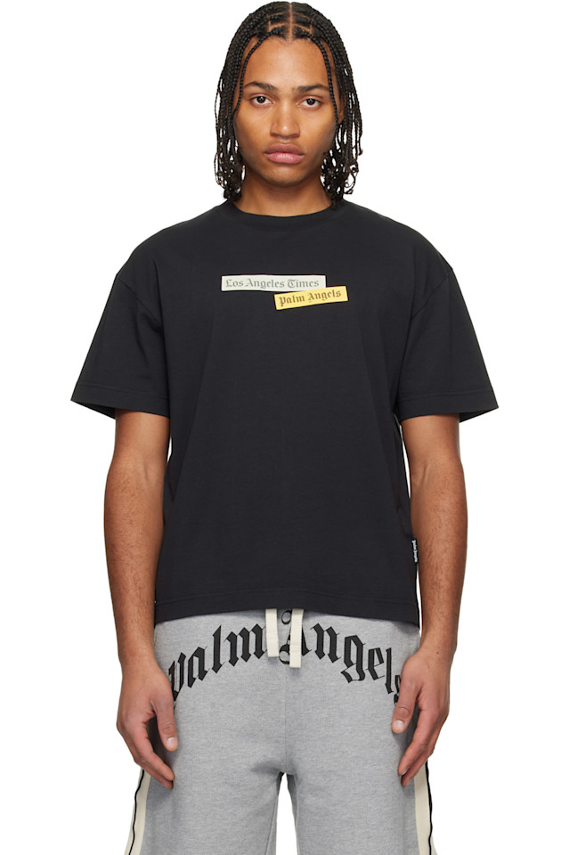 

Palm Angels Черная футболка с надписью "LA Times Edition"