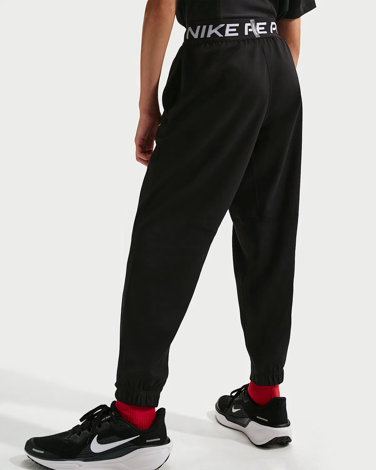Детские (мальчики) спортивные штаны Nike Pro Dri-FIT из флиса, Black/White/White — фото 3