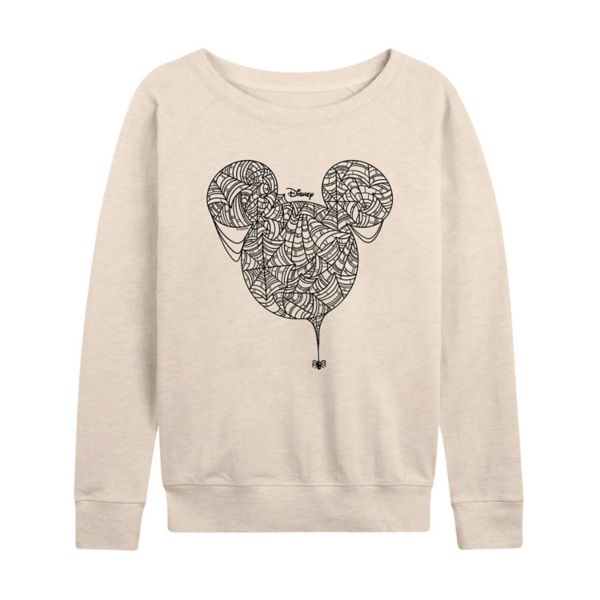 

Футболка женская с длинным рукавом Mickey Mouse и паутиной из французского трикотажа Disney, бежевый