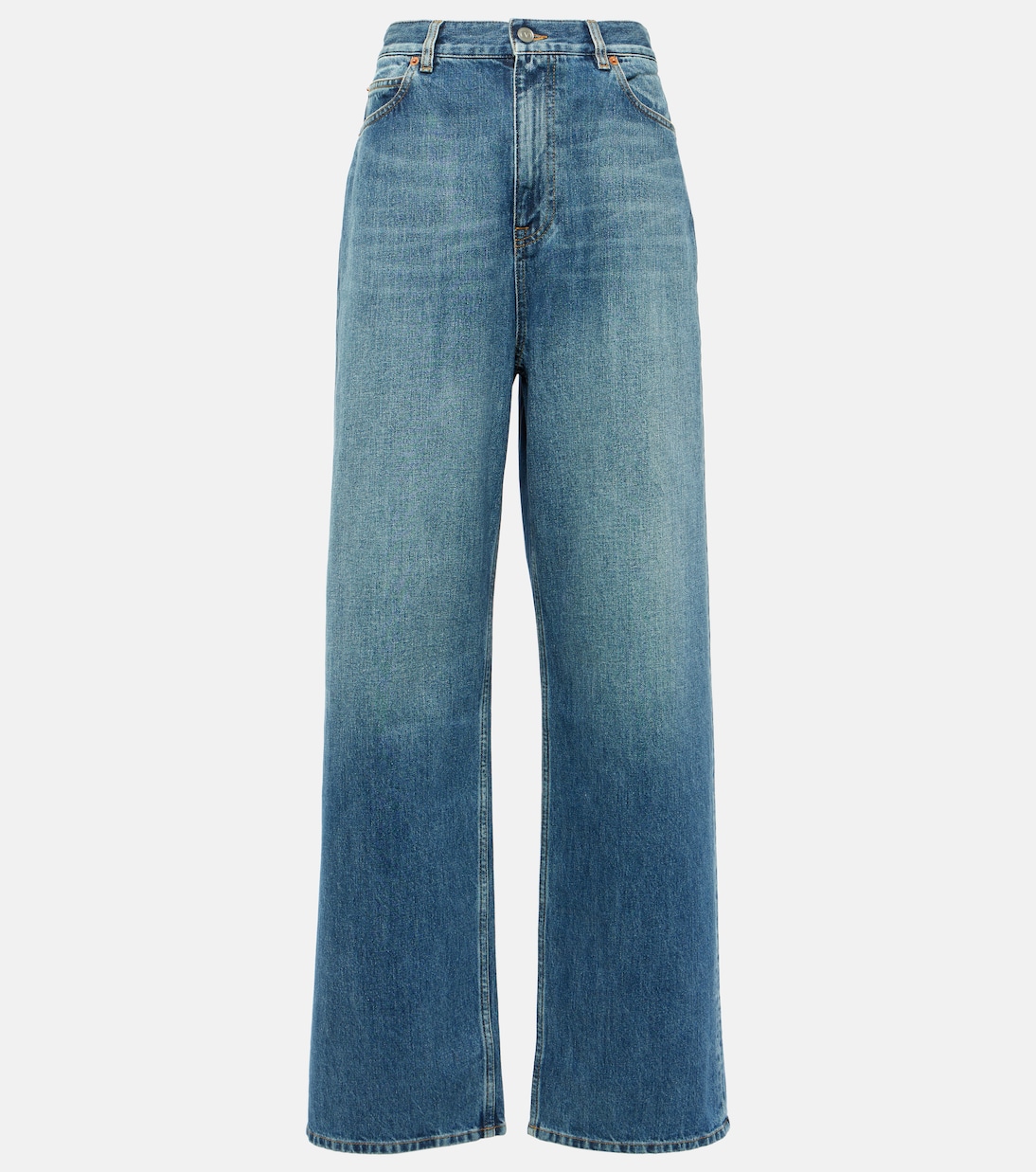

Прямые джинсы с высокой талией Valentino, Medium Blue Denim