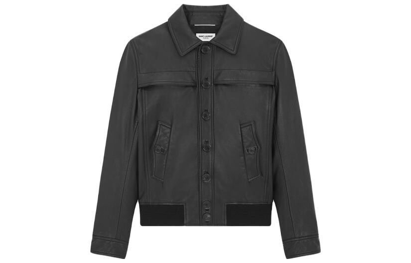 

SAINT LAURENT Мужская кожаная куртка, цвет Black