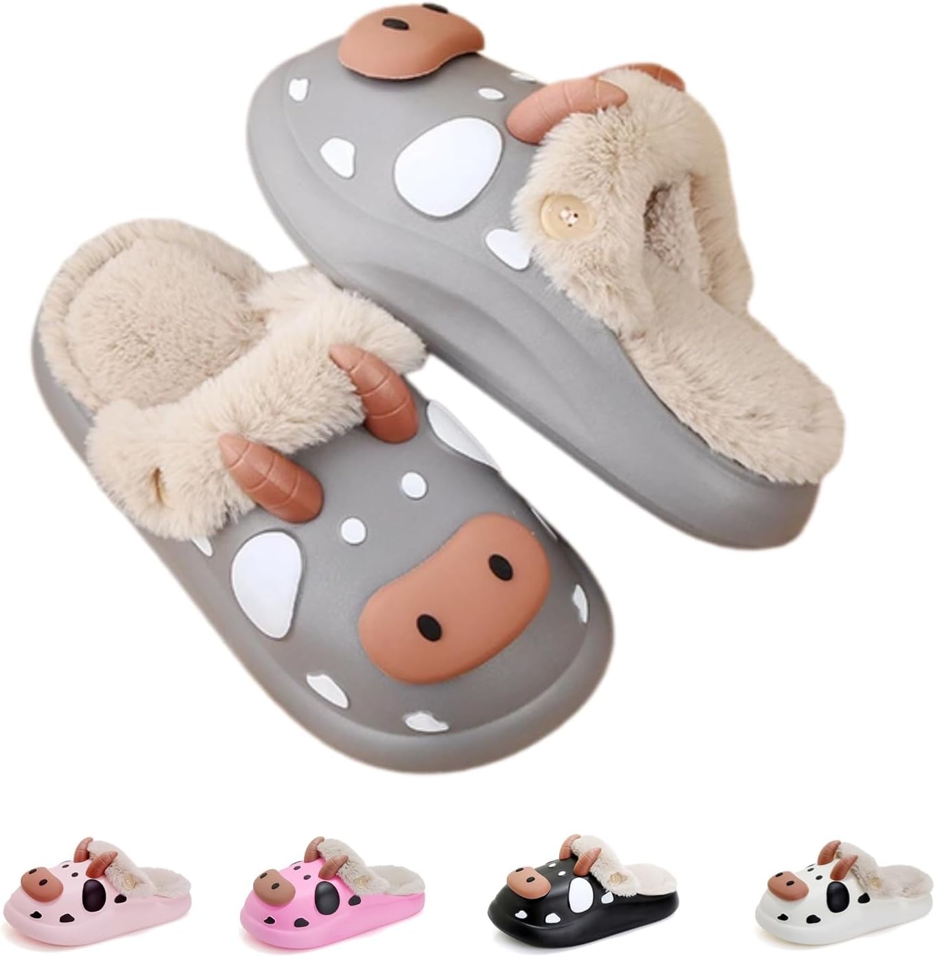 

Домашние тапочки UNMULFC для женщин и мужчин, для спальни, сверхтеплые плюшевые платформенные сандалии, пушистые милые слайды, шлепанцы для дома и улицы, серый