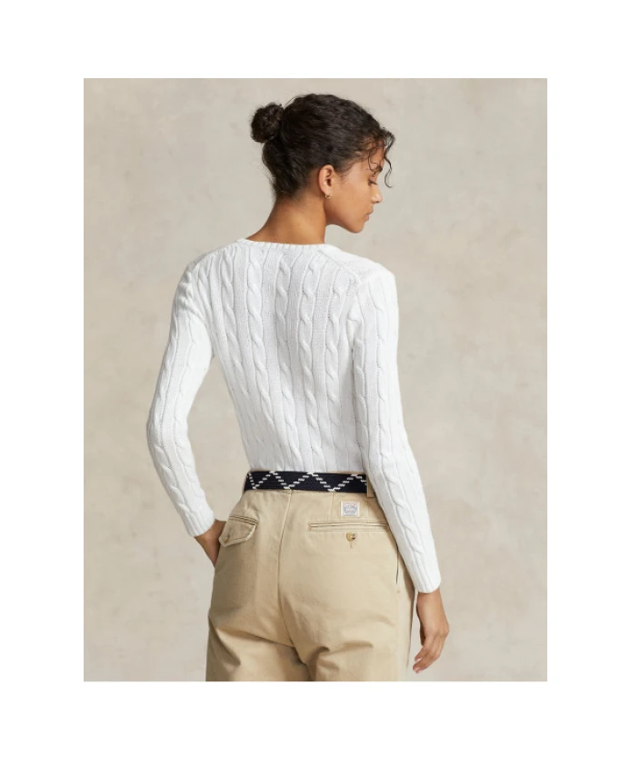 Свитер Kimberly из пима-хлопка, связанный витым узором. Polo Ralph Lauren, белый — фото 3