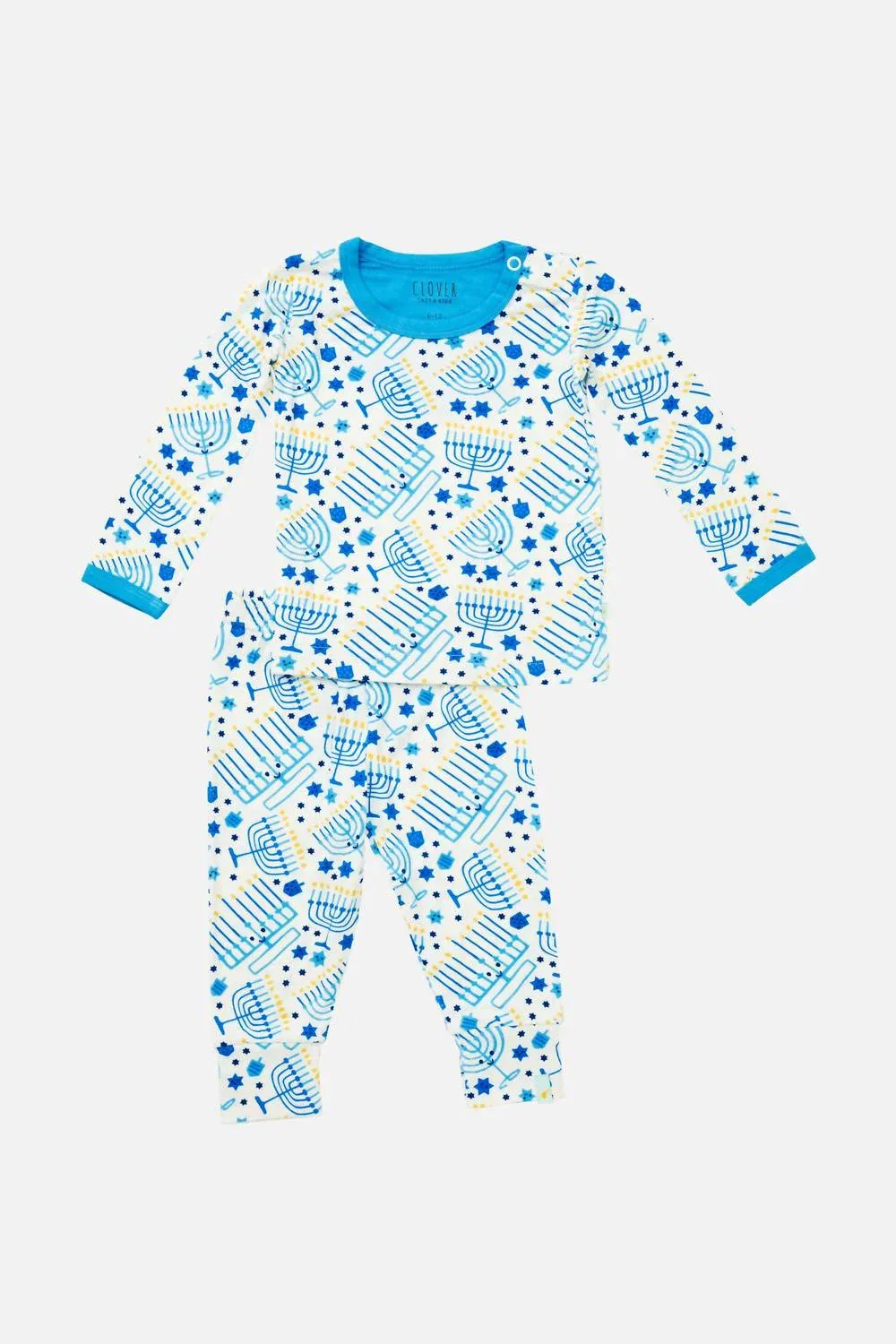 Пижамный комплект с длинными рукавами в стиле ханукальных менор Clover Baby & Kids, Hanukkah Menorahs — фото 2