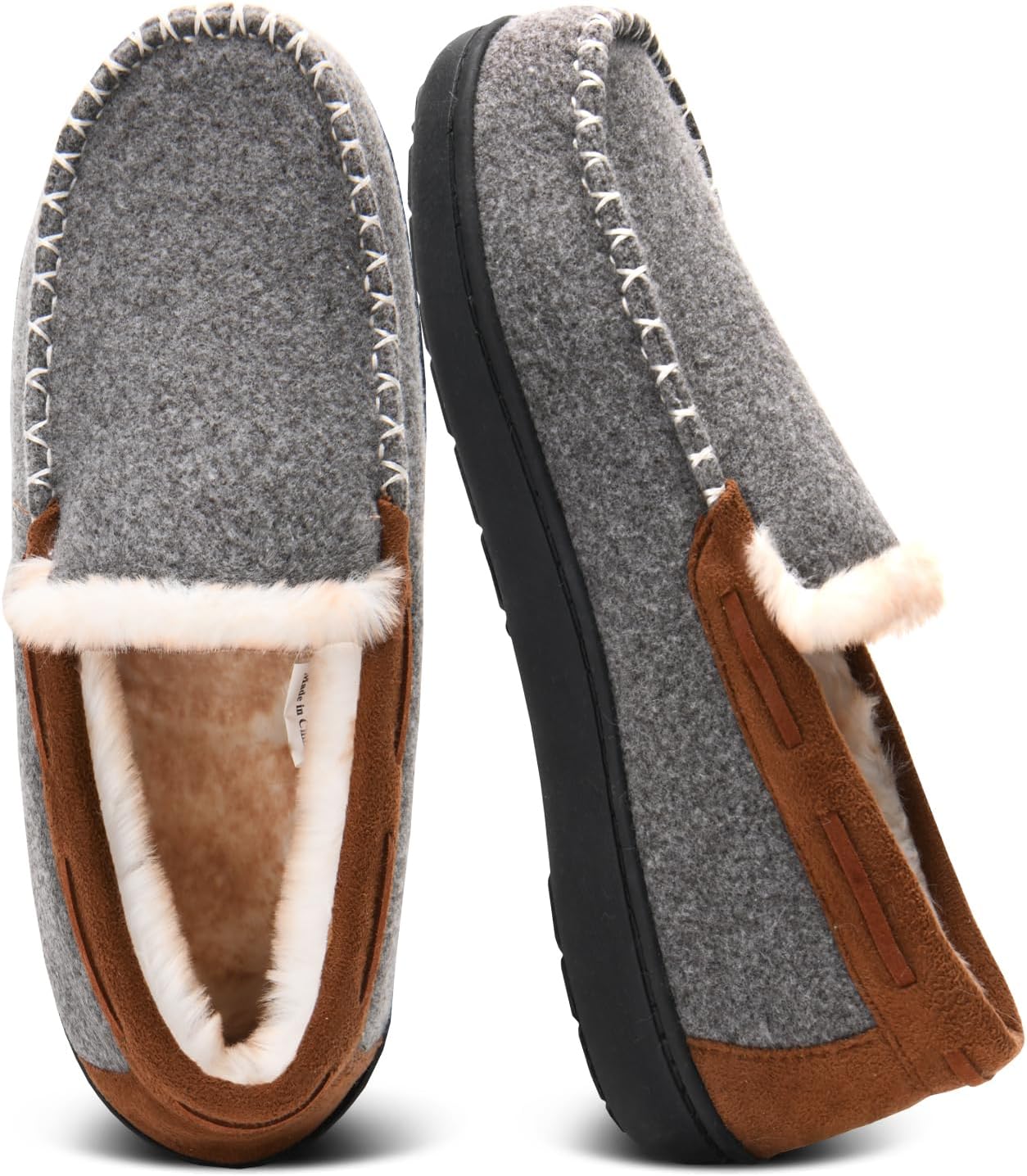 

Мужские тапочки Honalika с меховой отделкой и эффектом памяти, уютные теплые домашние тапочки для мужчин на зиму, удобные нескользящие обувь для дома, коричневый