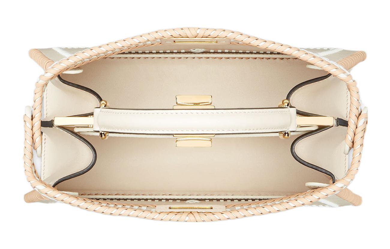 FENDI Сумка через плечо Peekaboo ISeeU из телячьей кожи, маленький размер, женская, камелия белый — фото 3
